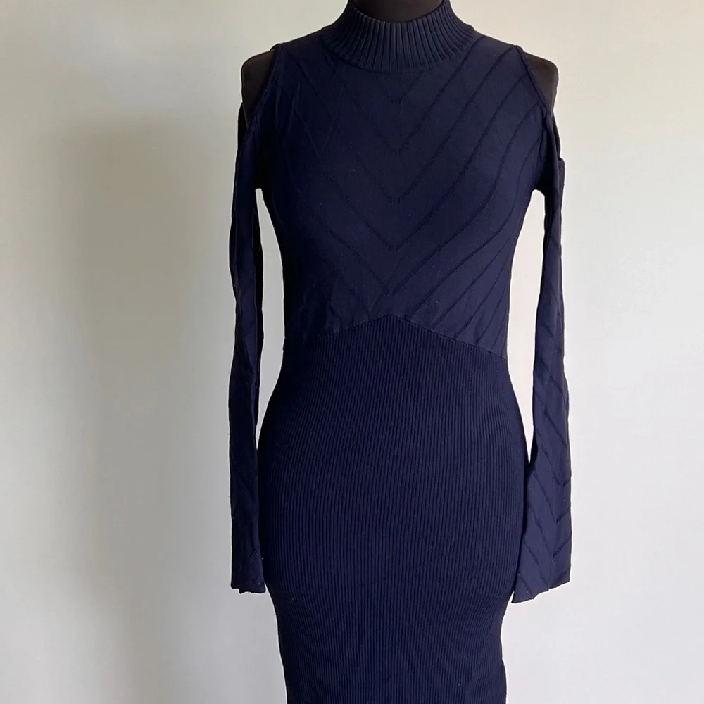 Manning Cartell Turtle Neck Navy Blue Maxi Dress Size Medium - Picture 3 of 14